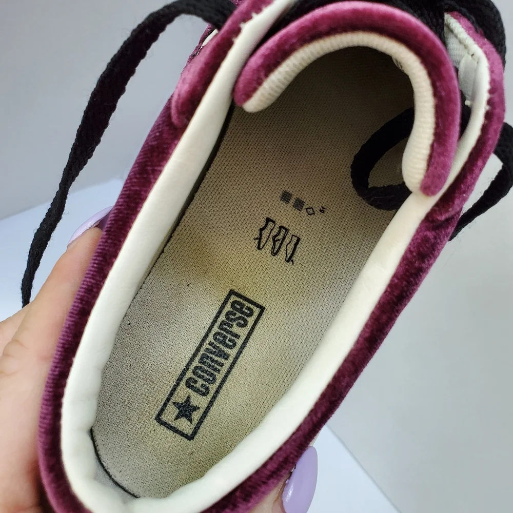 CONVERSE One Star "Ox" Maroon Velvet Low Top Sneaker 5.5/JUNIORS or 7.5/WOMENS - Picture 6 of 11